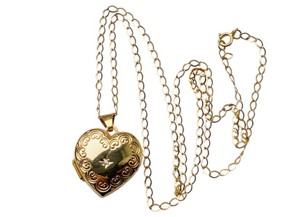 9ct Gold Locket Pendant With Necklace