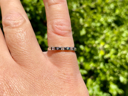 9ct Gold White Sapphire & Diamond Stacking Ring