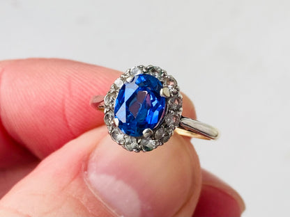 Vintage 9ct Gold Sapphire & Paste Ring