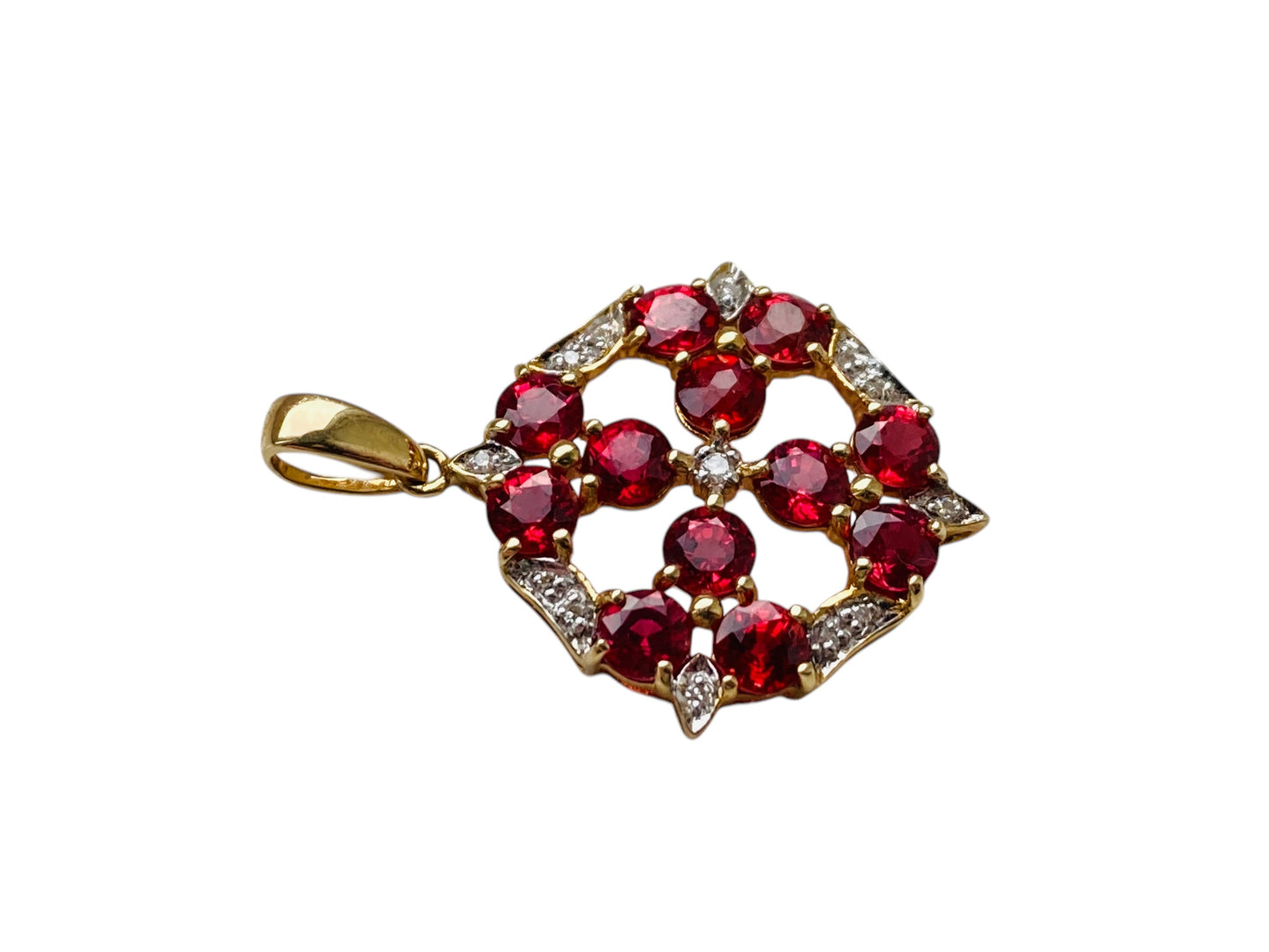 9ct Gold Ruby & Diamond Pendant
