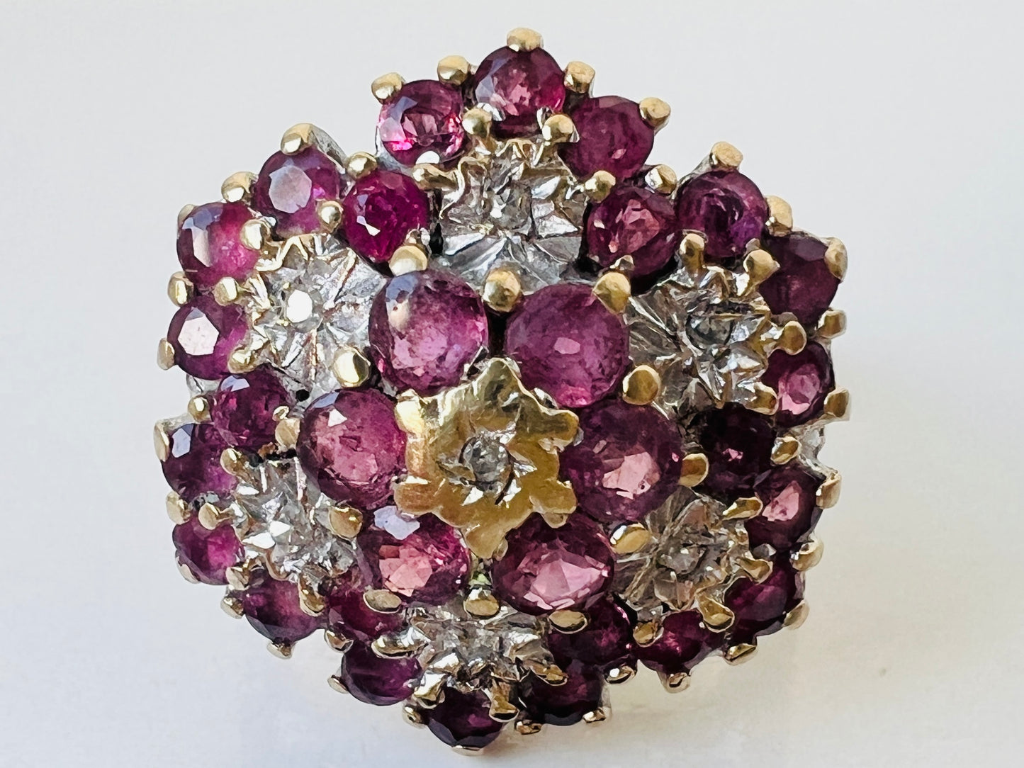 Vintage 9ct Gold Ruby & Diamond Ring