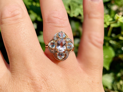 9ct Gold Morganite, Beryl & Diamond Ring