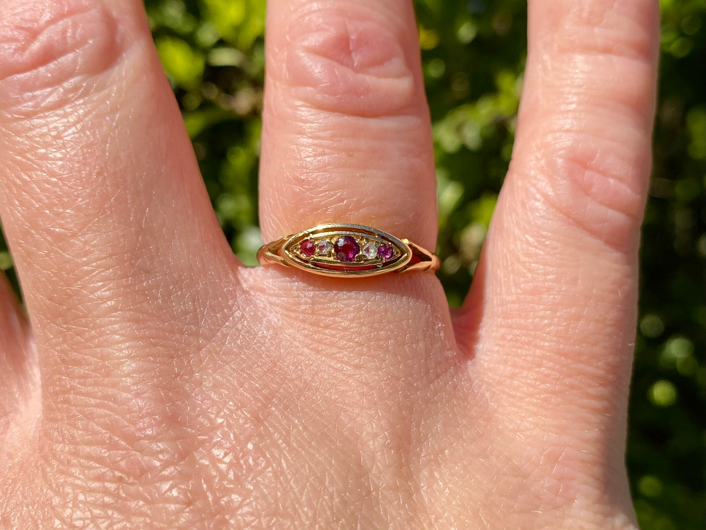Antique 18ct Gold Ruby & Diamond Ring
