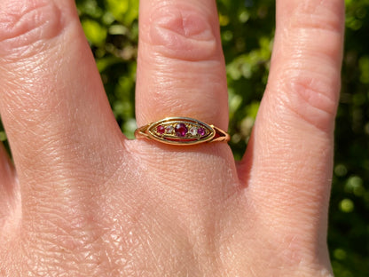 Antique 18ct Gold Ruby & Diamond Ring