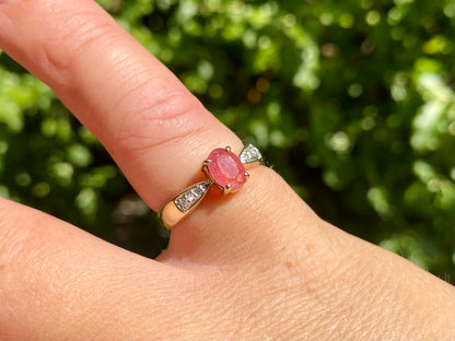 9ct Gold Pink Tourmaline & Diamond Ring