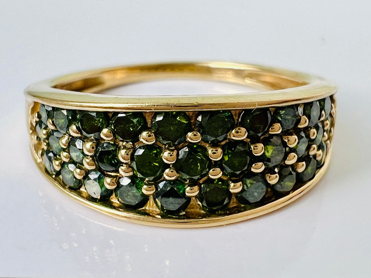 9ct Gold Green Diamond Ring