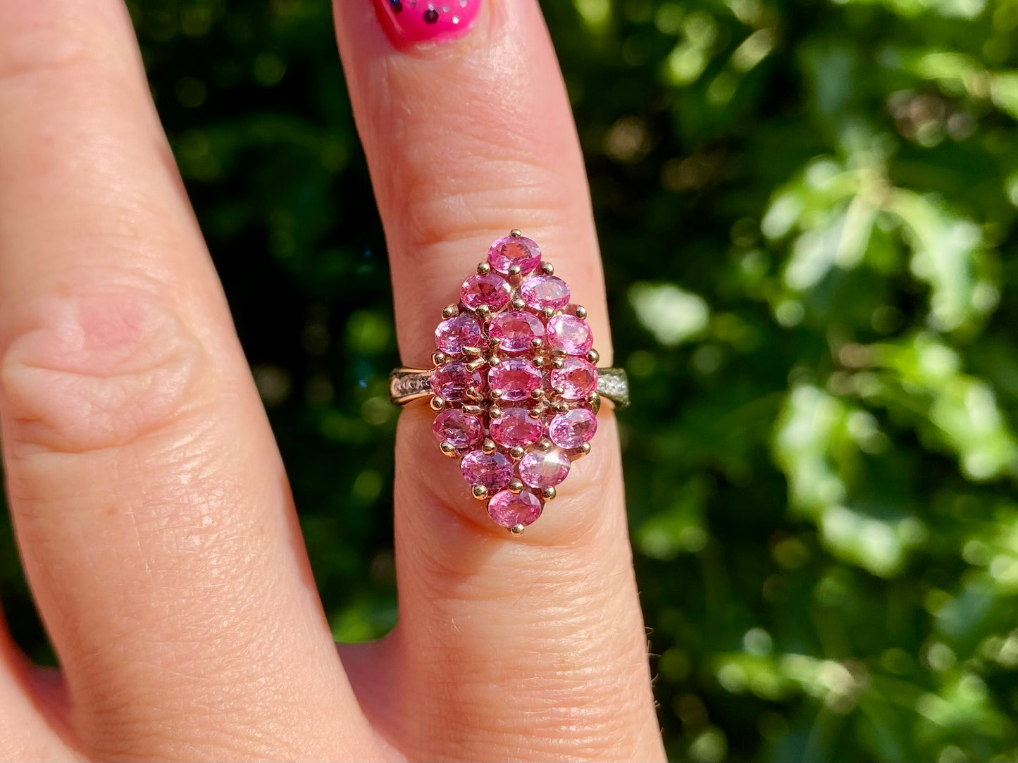 18ct Gold Pink Sapphire & Diamond Ring