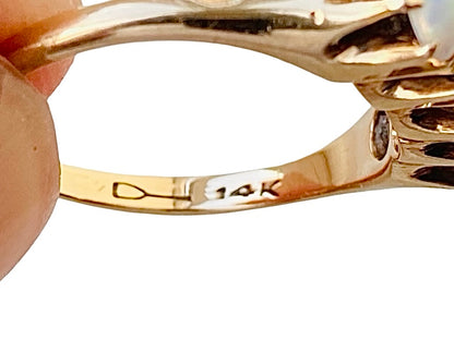 14ct Gold Opal & Diamond Ring