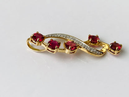 9ct Gold Synthetic Ruby & Diamond Pendant