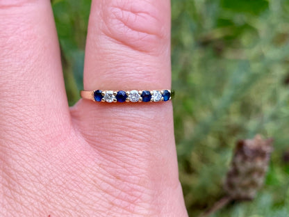 Vintage 9ct Gold Sapphire & Diamond Ring