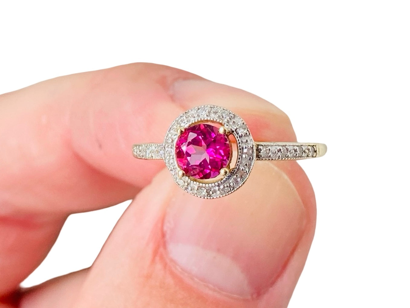 9ct Gold Pink Sapphire & Diamond Ring