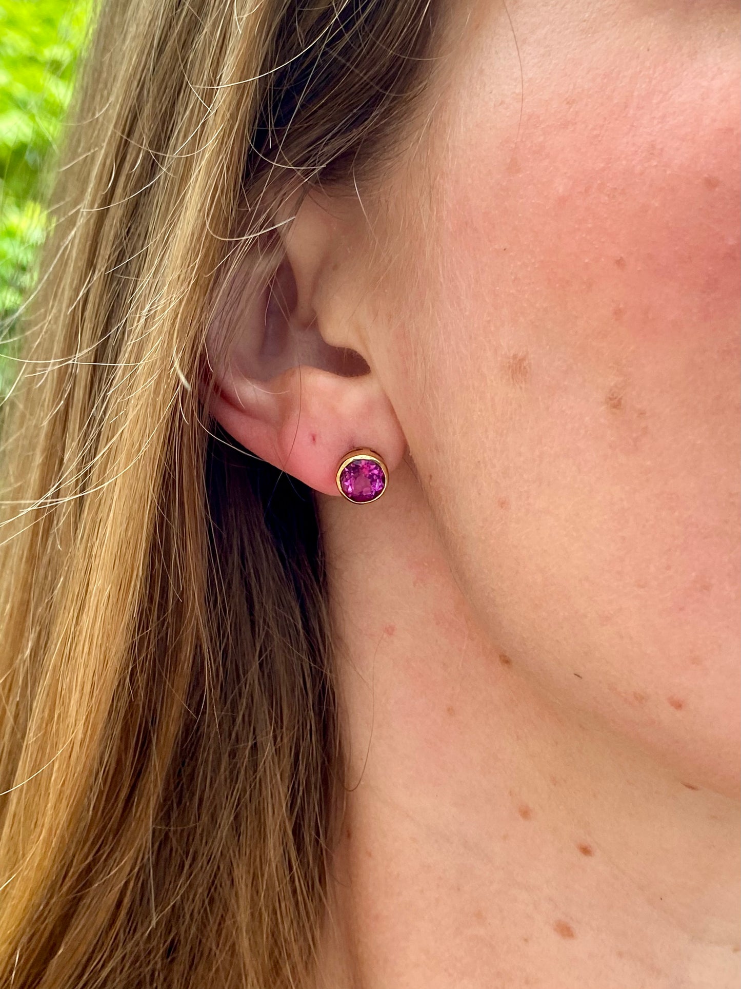 9ct Gold Purple/Pink Tourmaline Earrings