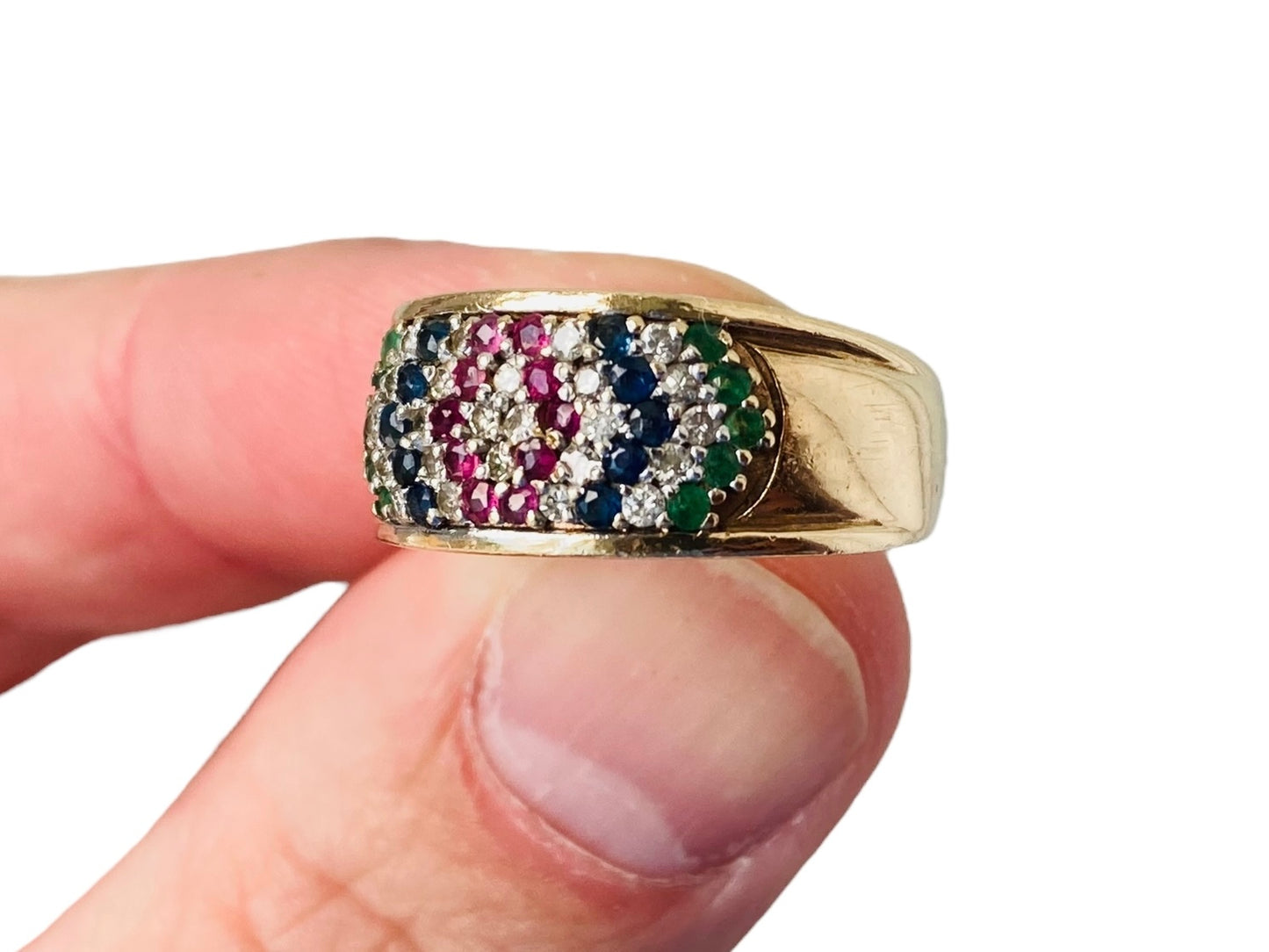 Vintage 9ct Gold Multi-Gemstone Ring