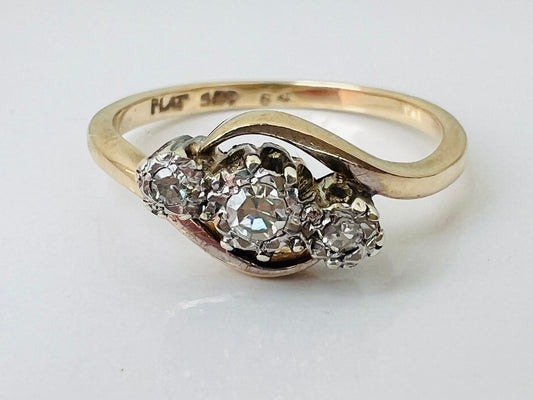 Antique 9ct Gold Diamond Ring