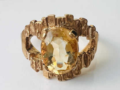 Vintage 9ct Gold Citrine Ring