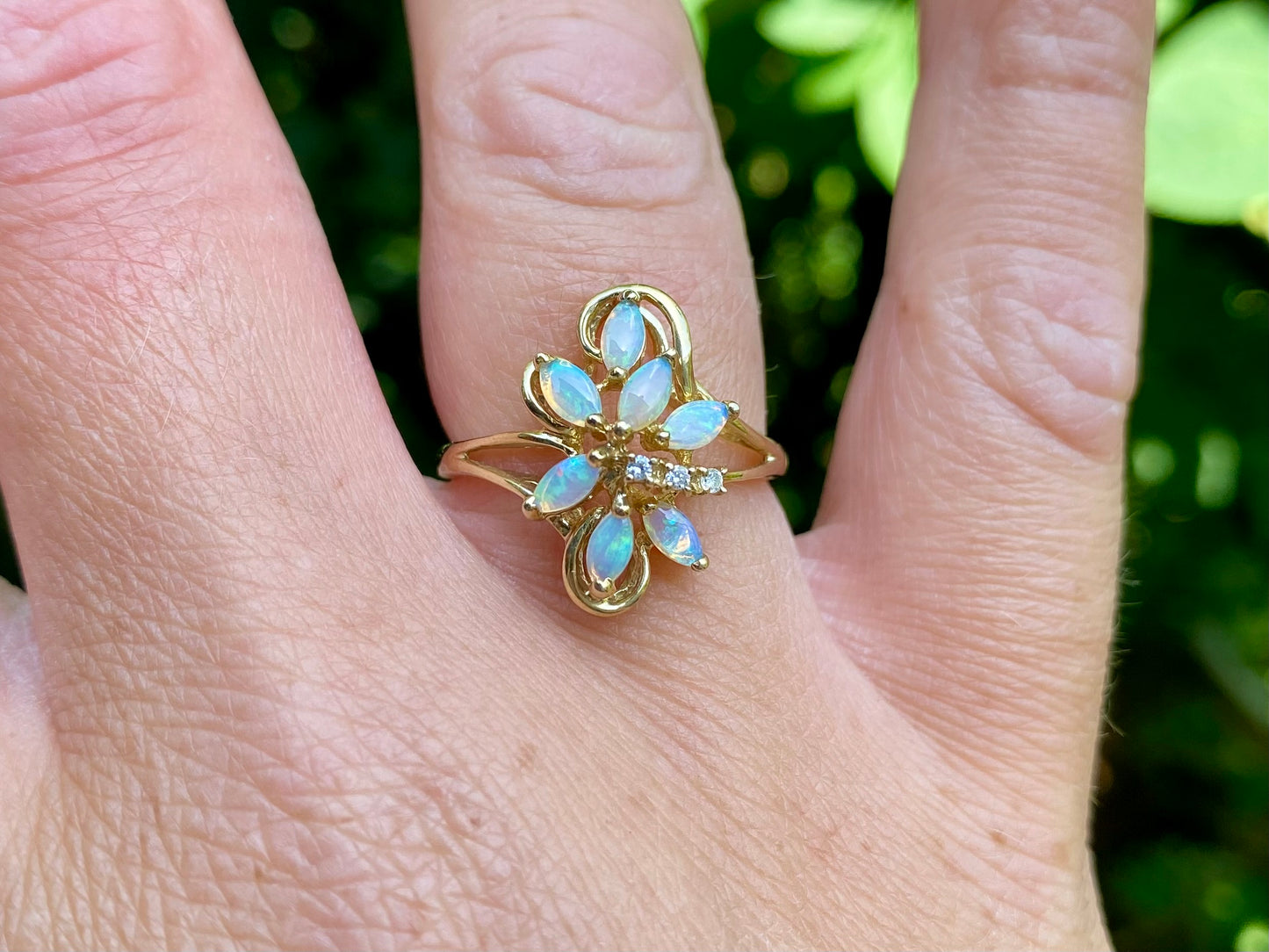 9ct Gold Opal & Diamond Ring