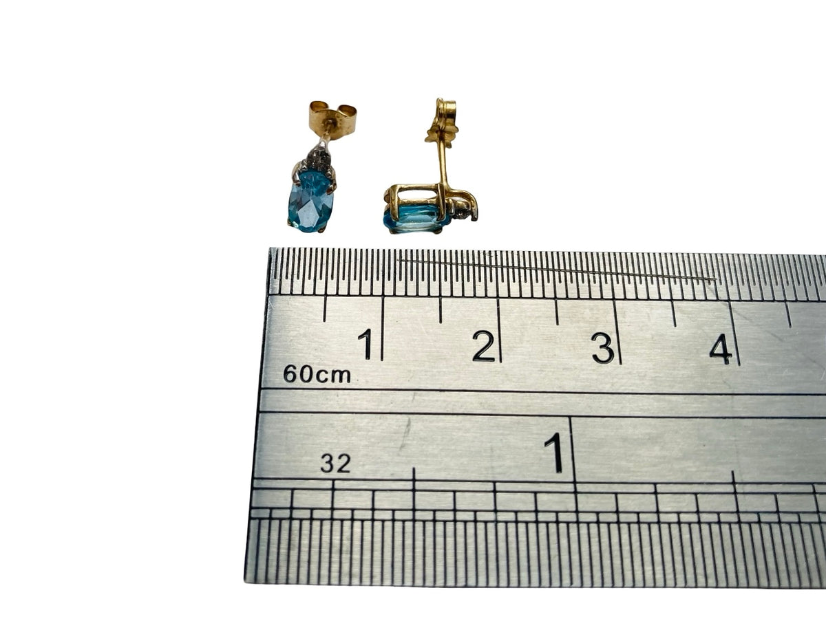 9ct Gold Topaz & Diamond Earrings