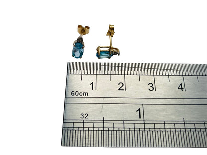 9ct Gold Topaz & Diamond Earrings
