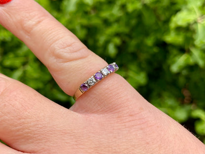 9ct Gold Amethyst & Diamond Ring