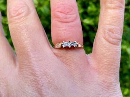 9ct Gold Diamond Footprints Ring