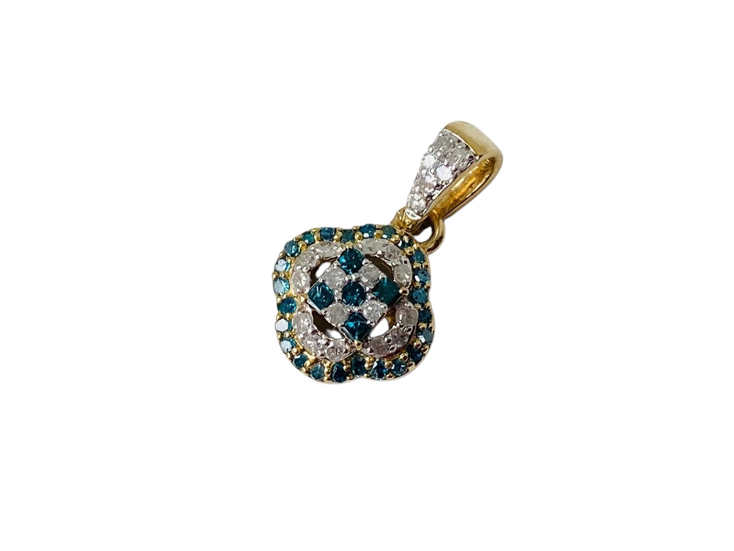 9ct Gold Blue & White Diamond Pendant