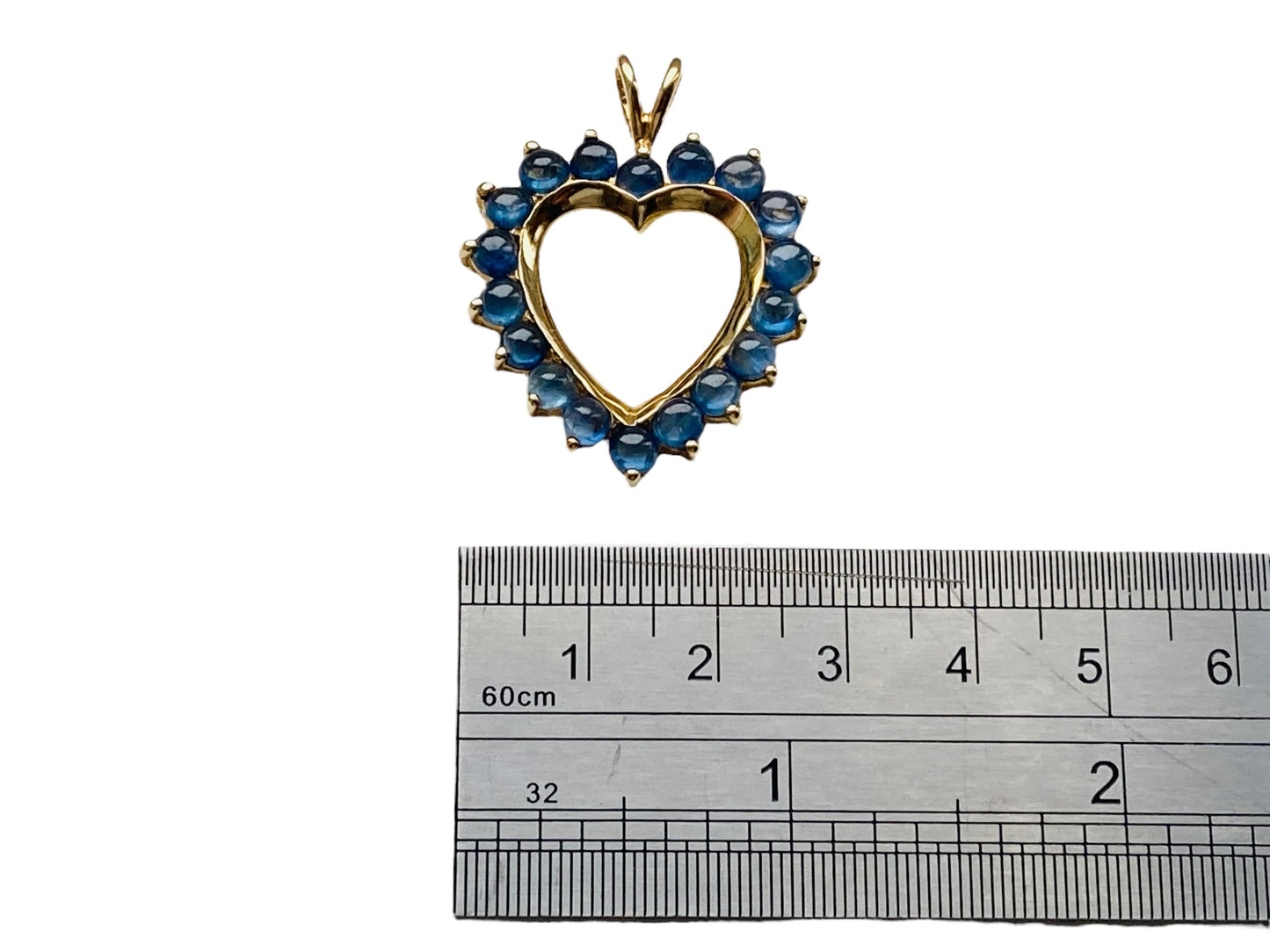 9ct Gold Cabochon Blue Sapphire Heart Pendant