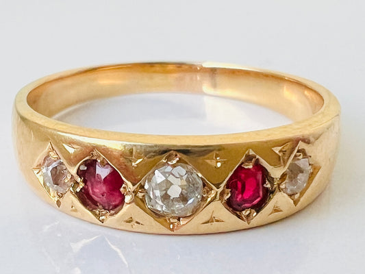 Antique 18ct Gold Ruby & Diamond Ring