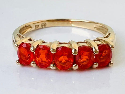 9ct Gold Five-Stone Fire Opal Ring