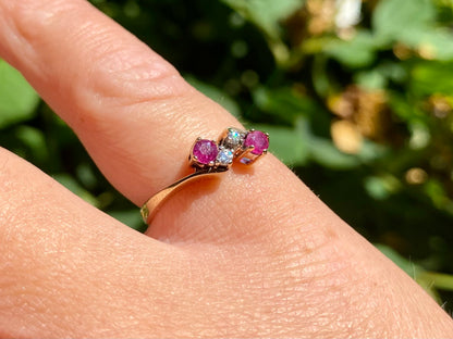 Vintage 9ct Gold Ruby & Diamond Ring