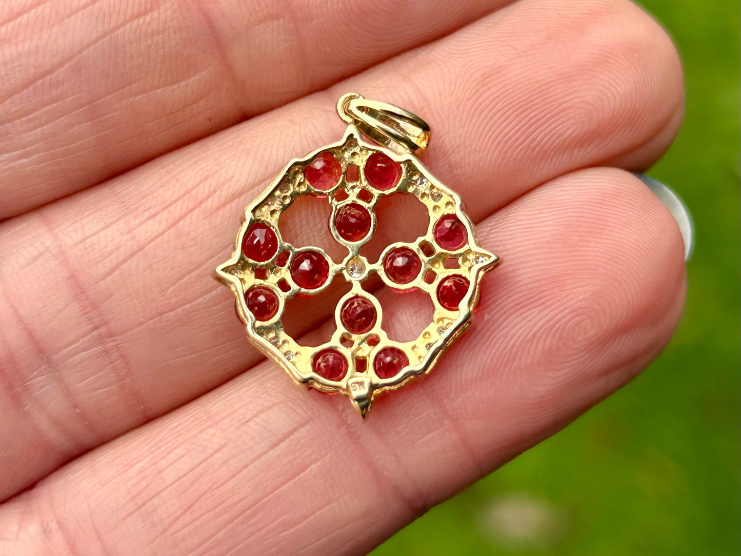 9ct Gold Ruby & Diamond Pendant