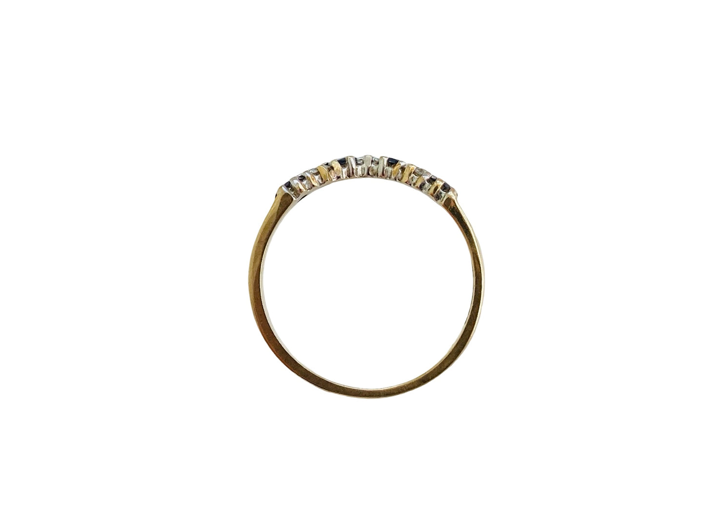 Vintage 9ct Gold Sapphire & Diamond Wishbone Ring