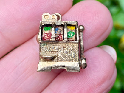 Vintage 9ct Fruit Slot Machine Pendant or Charm