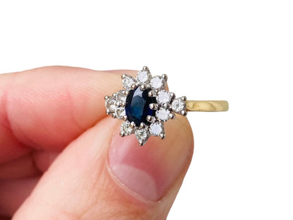 Vintage 18ct Gold Sapphire & Diamond Ring