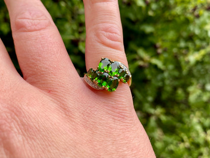 9ct Gold Diopside & Diamond Ring