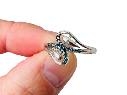 9ct Gold Blue Diamond Ring