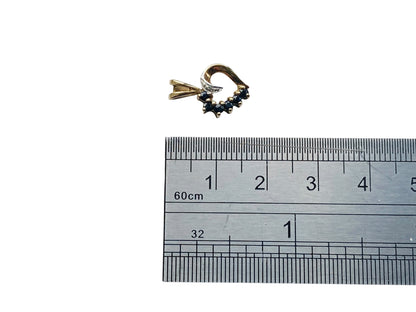 9ct Gold Sapphire & Diamond Heart Pendant