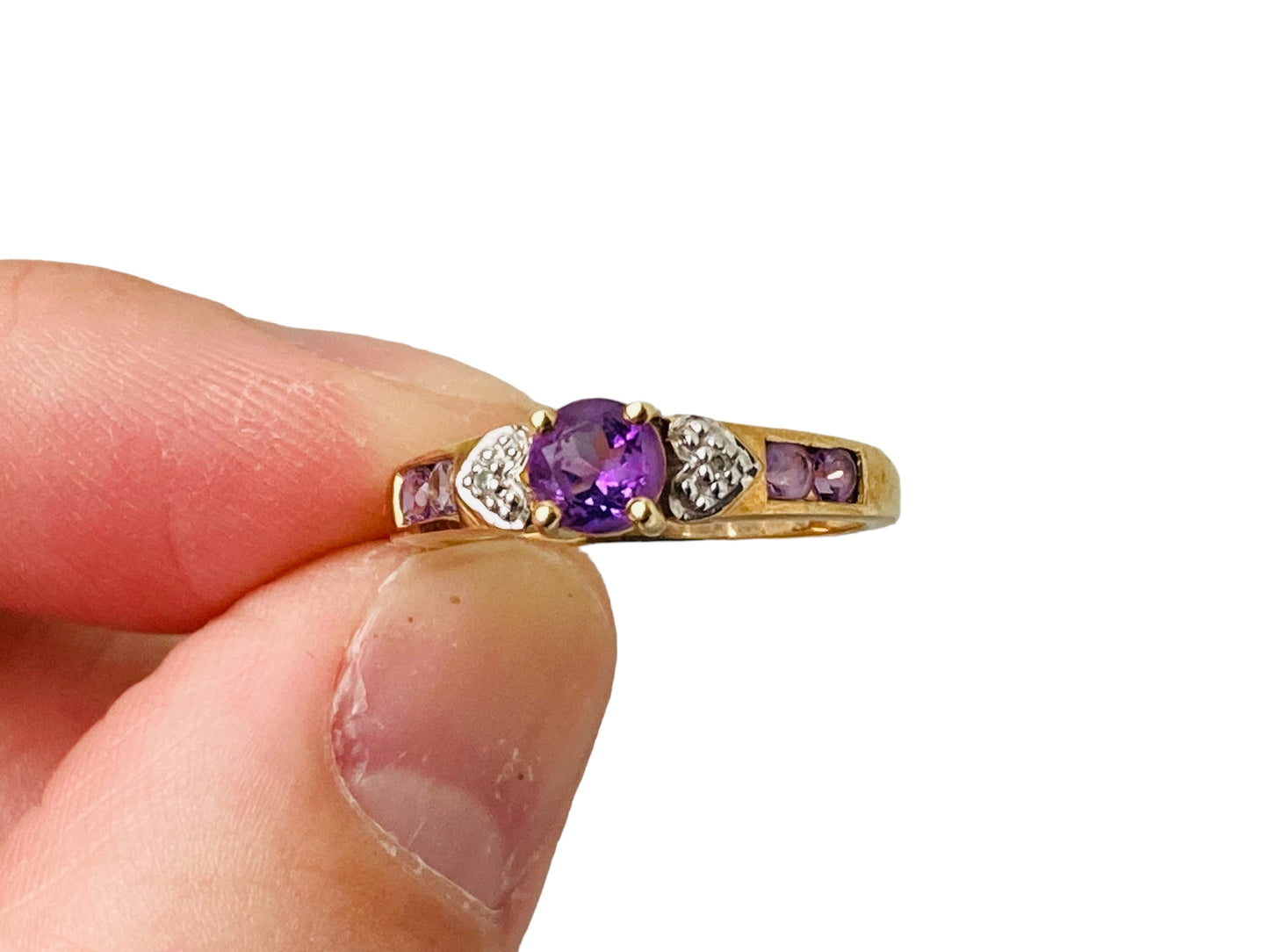 9ct Gold Amethyst & Diamond Ring