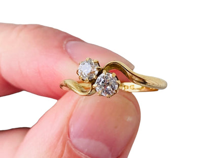 Antique 18ct Gold Two-Stone Diamond Toi Et Moi Ring