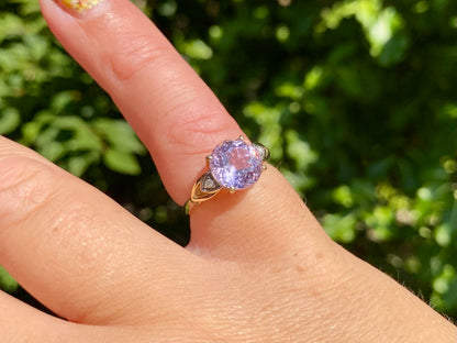 9ct Gold Pink Kunzite & Diamond Ring