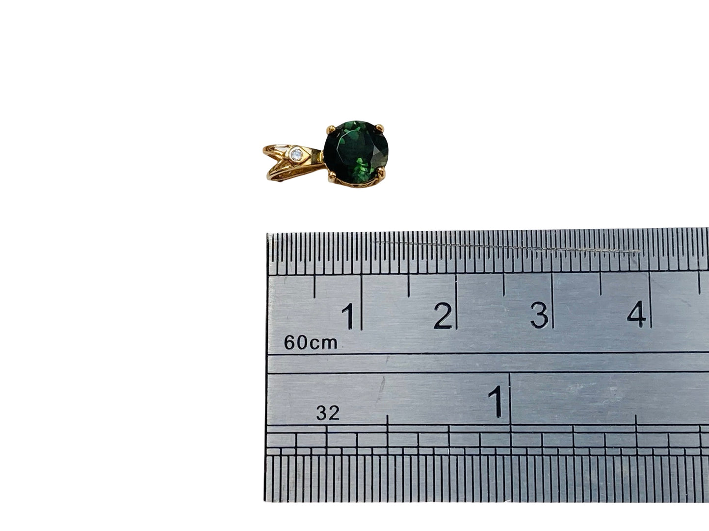9ct Gold Tourmaline & Diamond Pendant