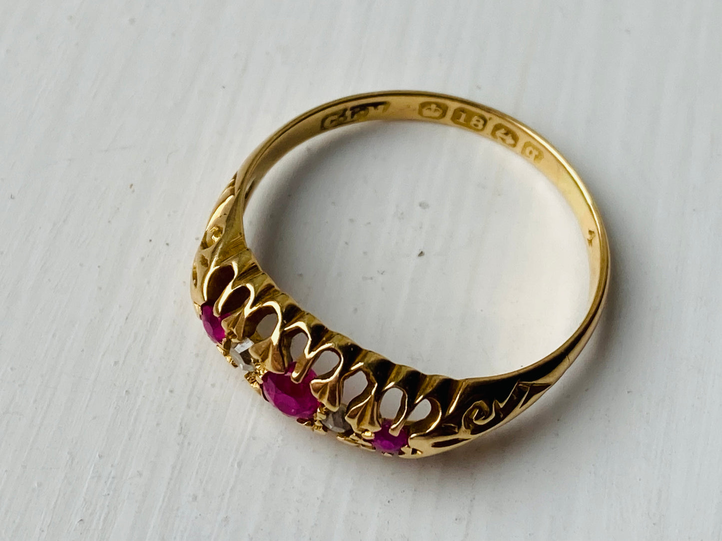 Antique 18ct Gold Ruby & Diamond Ring