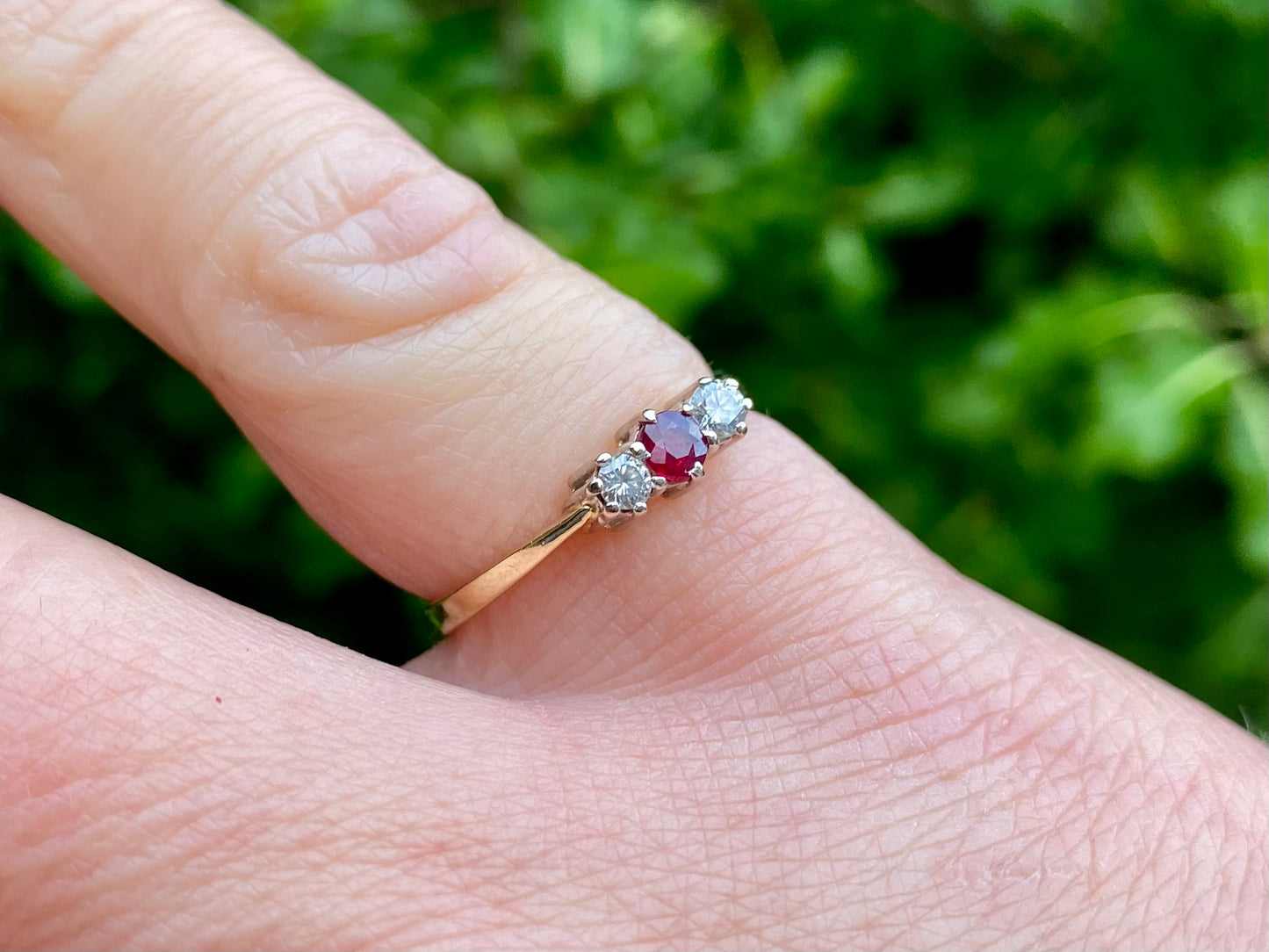 Vintage 9ct Gold Ruby & Diamond Ring
