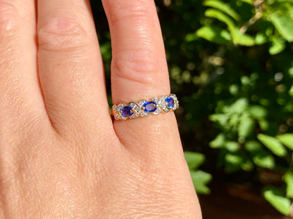 9ct Gold Sapphire & Diamond Ring