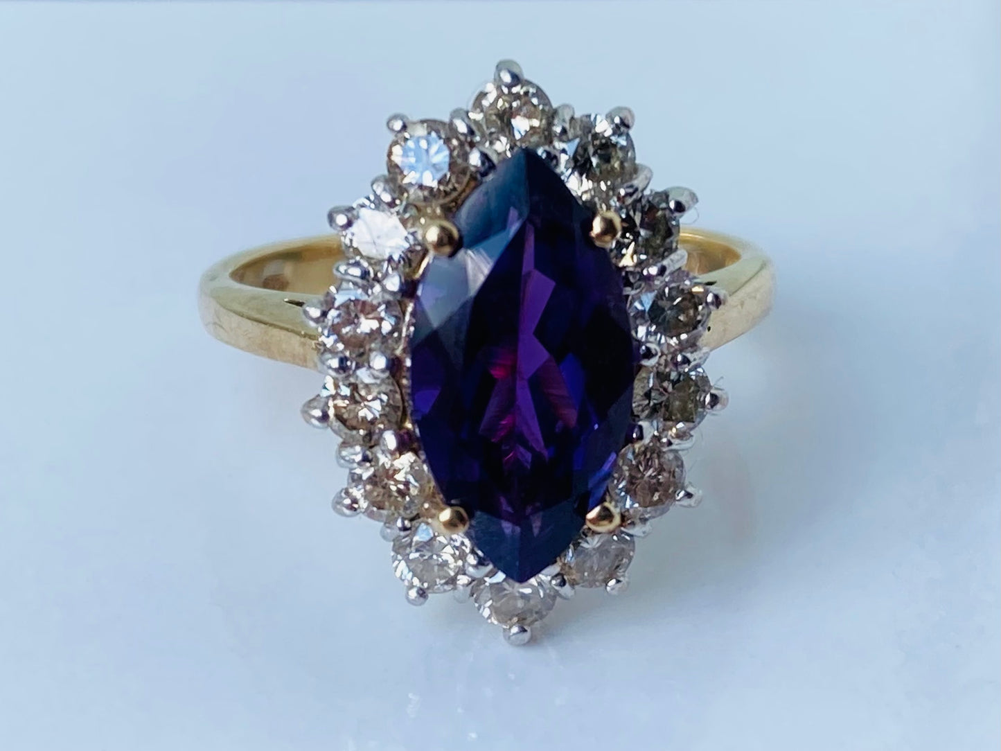 9ct Gold Amethyst & Diamond Ring