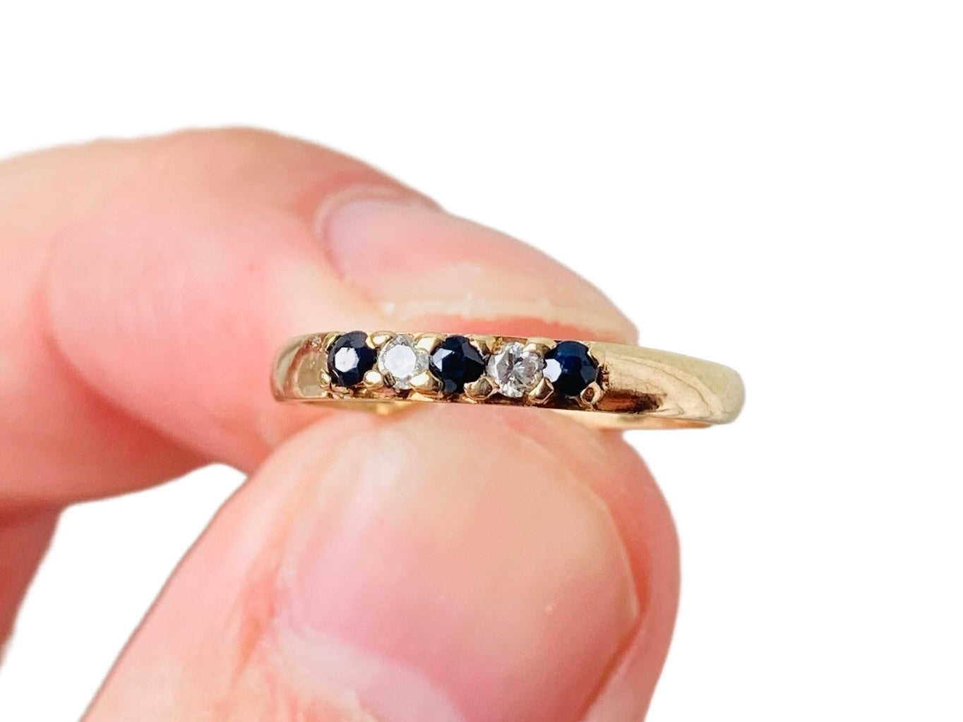 Vintage 9ct Gold Sapphire & Diamond Stacking Ring