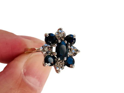 Vintage 9ct Gold Sapphire & Diamond Ring