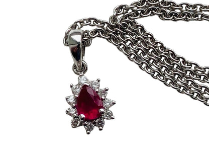18ct Gold Ruby & Diamond Pendant with Necklace