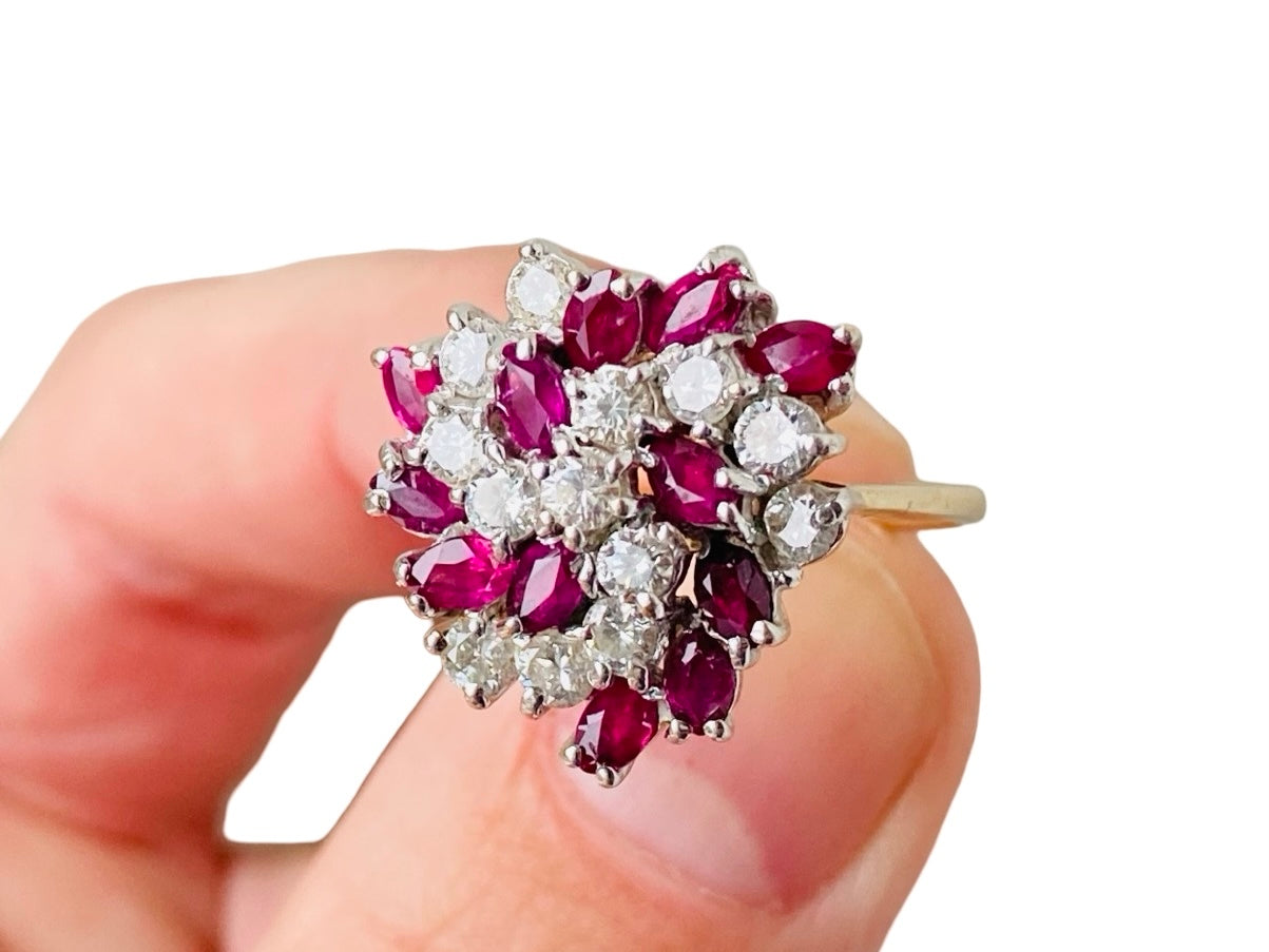 Vintage 9ct Gold Ruby & Diamond Ring