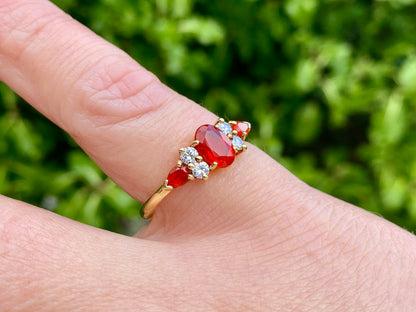 18ct Gold Fire Opal & Diamond Ring