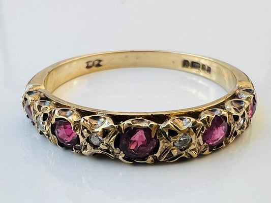 Vintage 9ct Gold Ruby & Diamond Ring